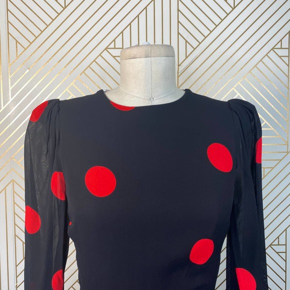 Reformation Luanne Dress Black Red Polka Dot - Picture 3 of 12